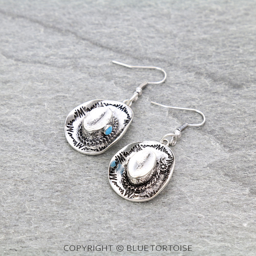 Western Cowboy Hat Dangle Earrings