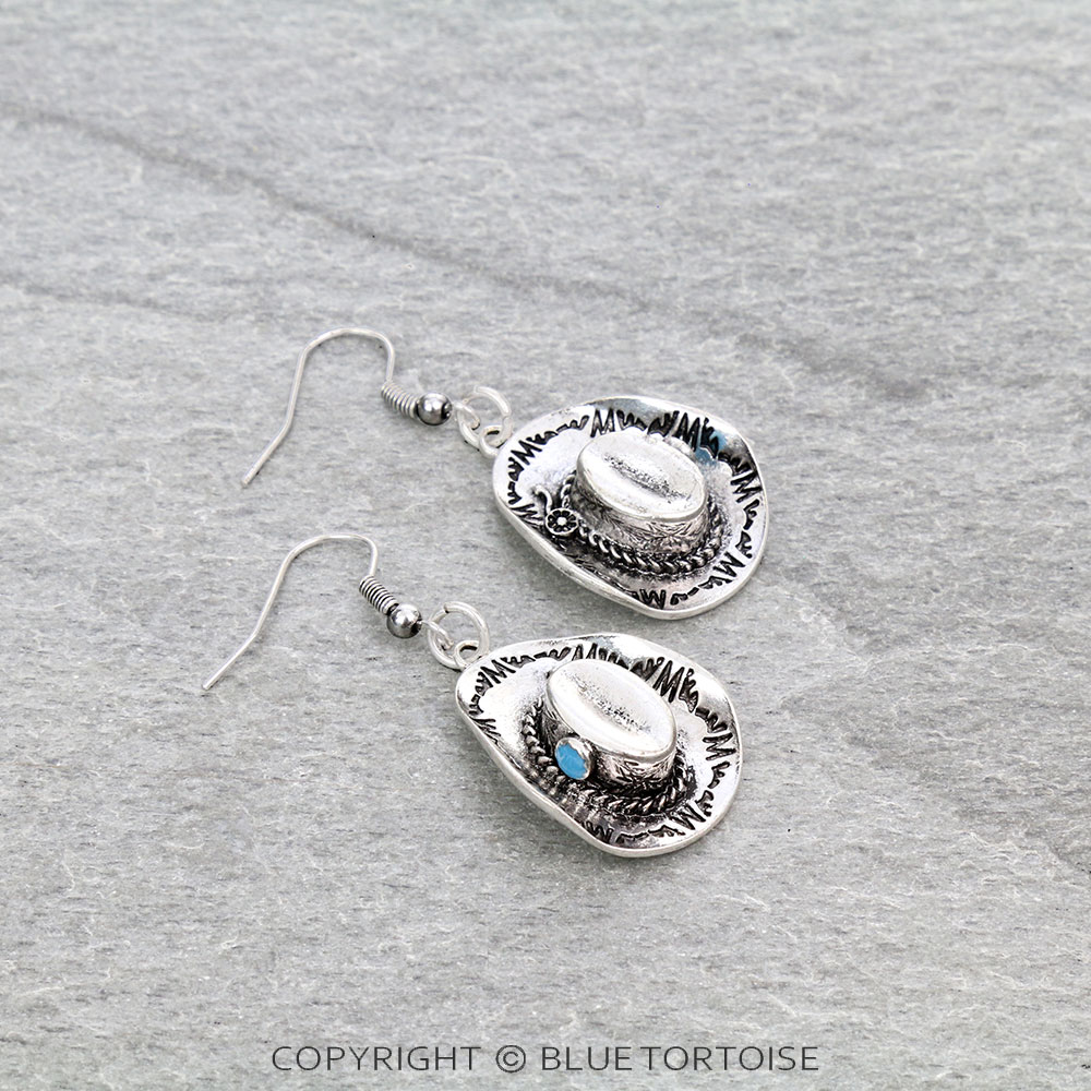 Western Cowboy Hat Dangle Earrings - Image 3