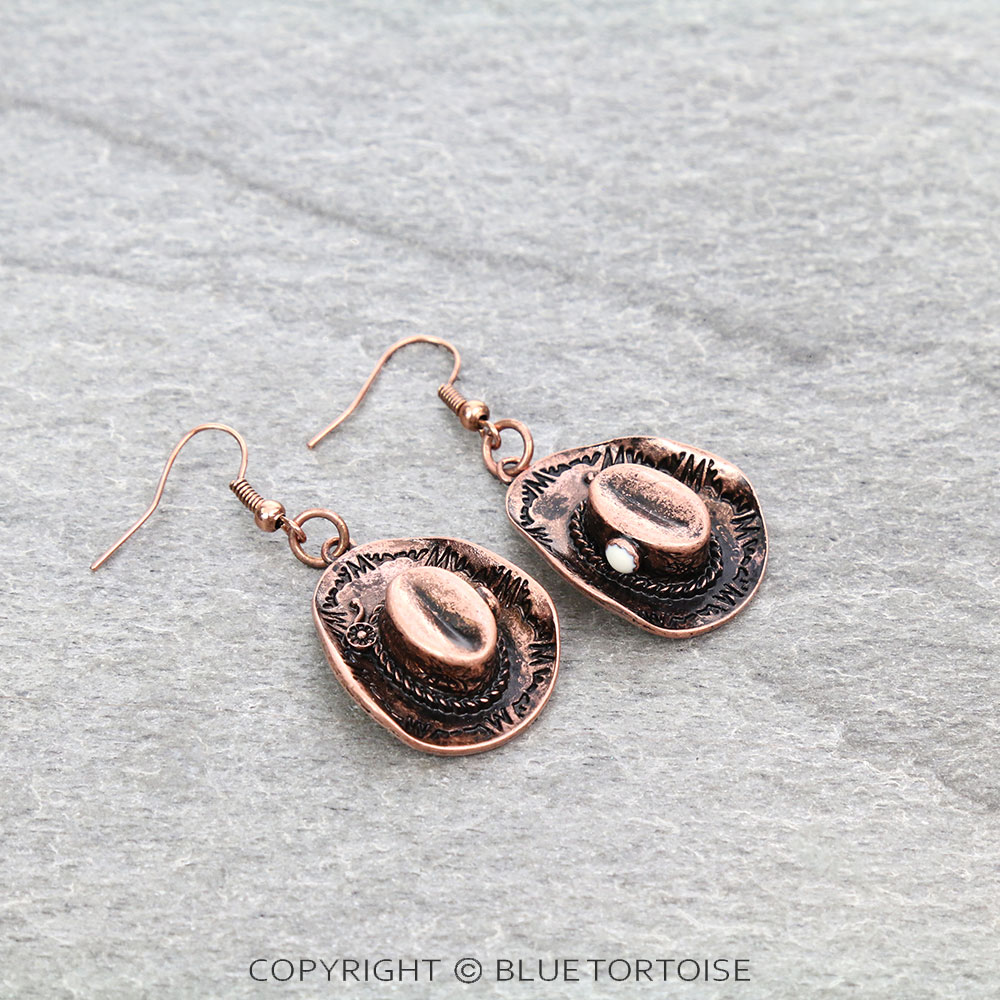 Western Cowboy Hat Dangle Earrings - Image 3