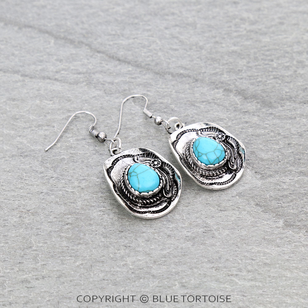 Western Cowboy Hat Dangle Earrings - Image 3
