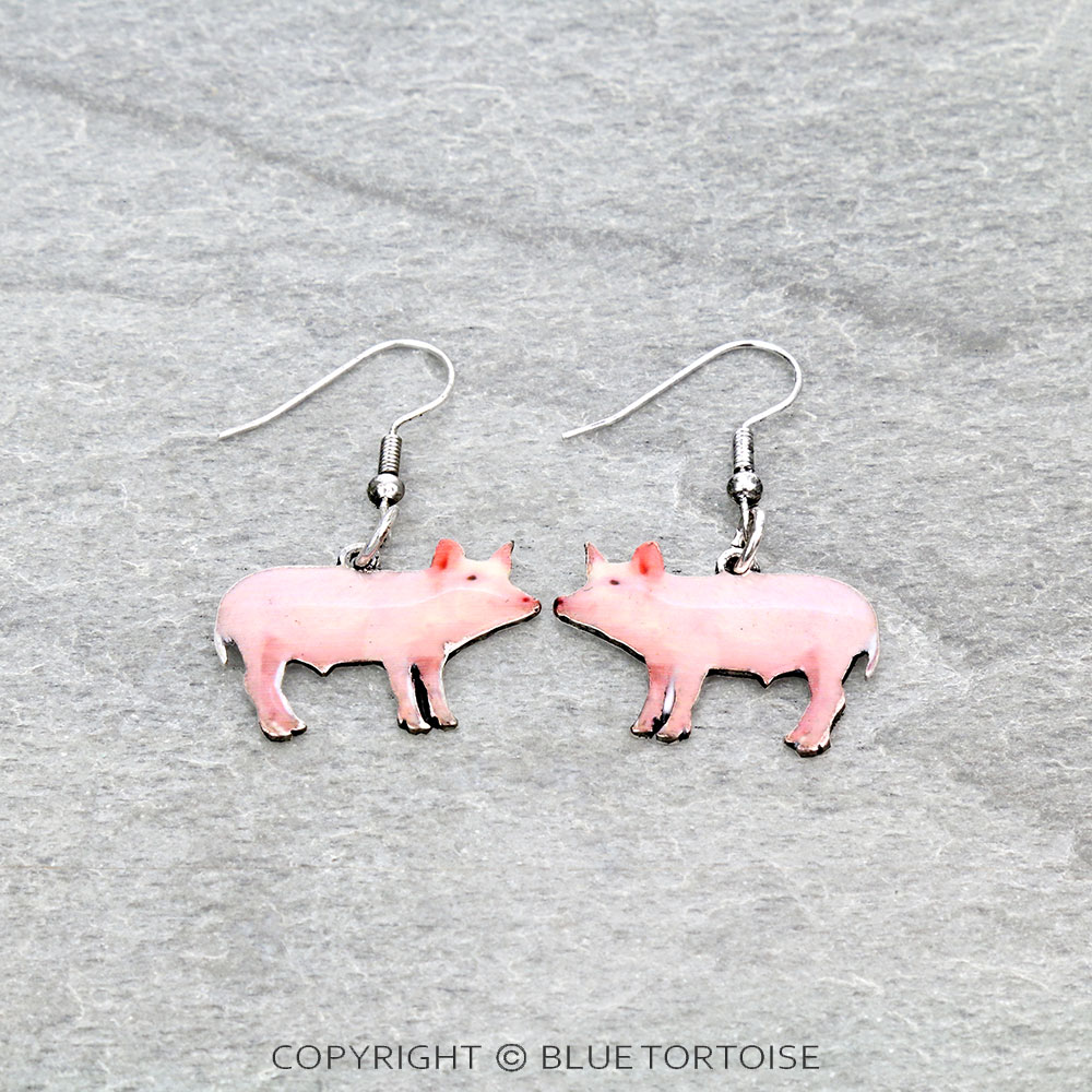 Western Animal Theme Pig Dangle Earrings