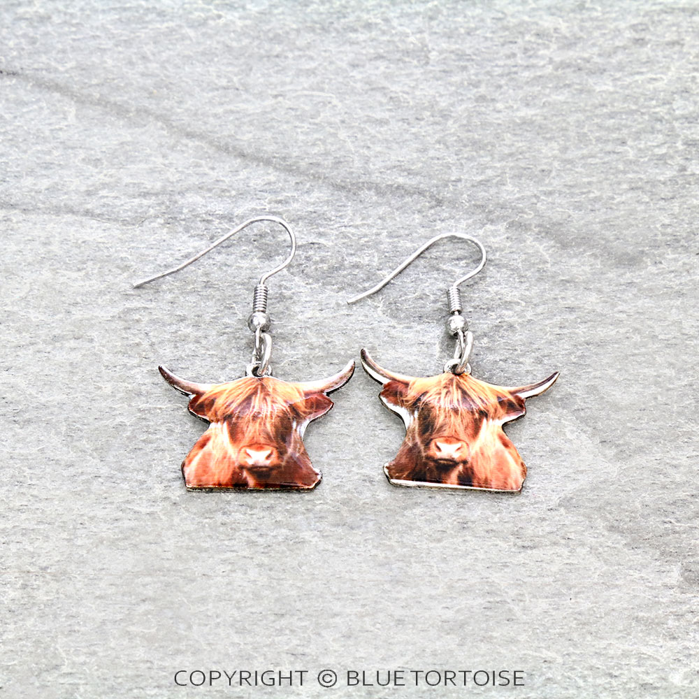 Western Animal Theme Buffalo Dangle Earrings