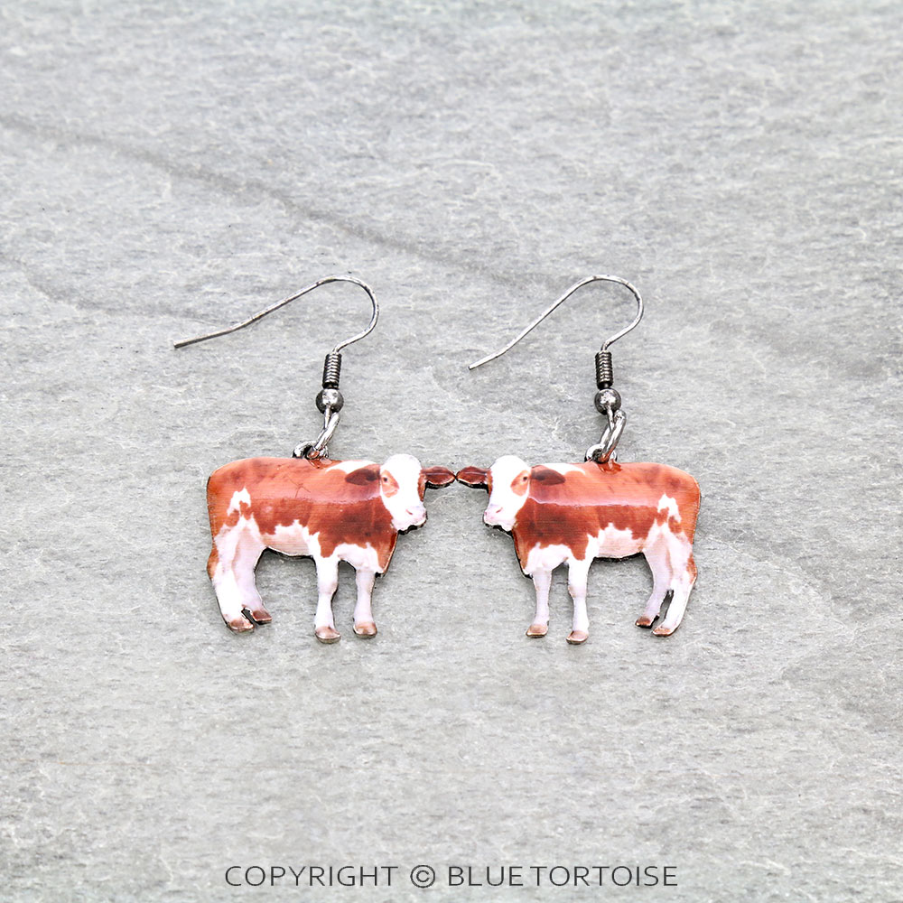 Western Animal Theme Cow Dangle Earrings