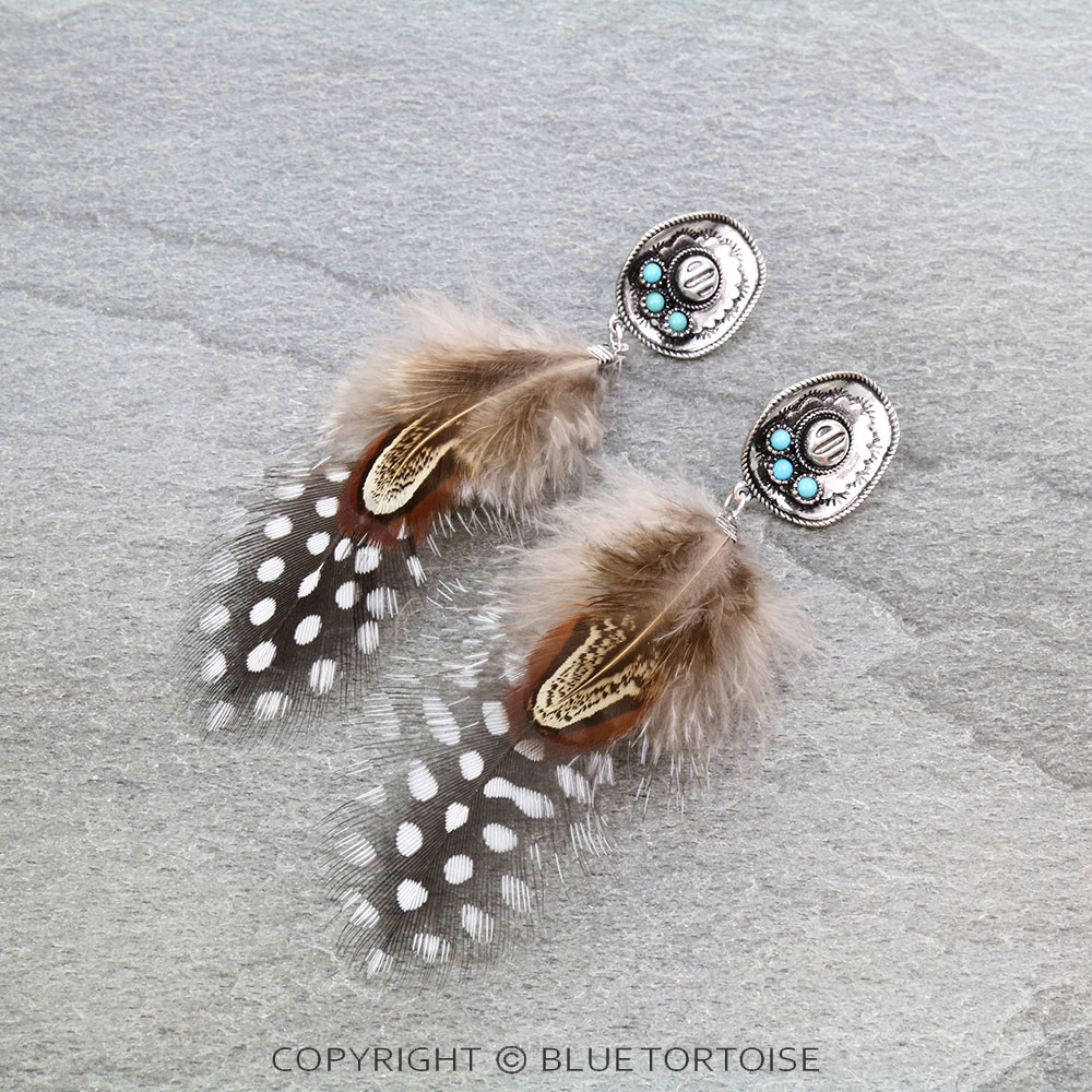 Western Cowboy Hat with Feather Stud Earrings