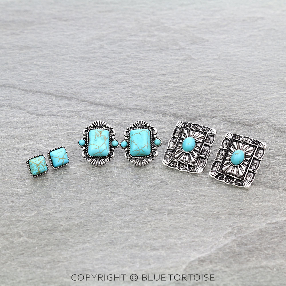 3 Pair Western Design Earring Set