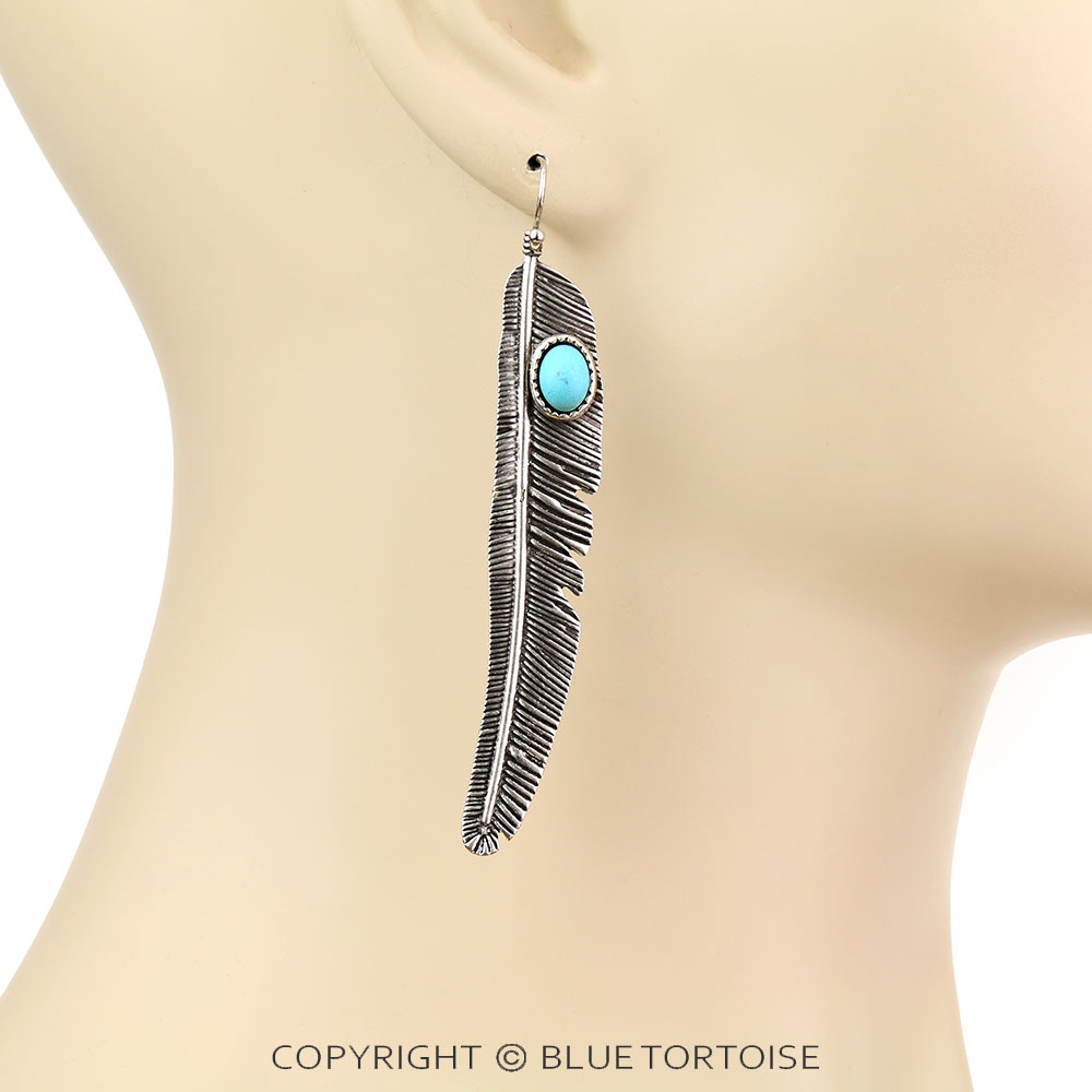 Western Feather Dangle Earrings - Image 2