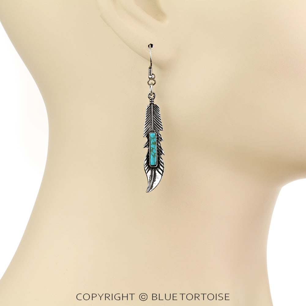 Western Feather Dangle Earrings - Image 2