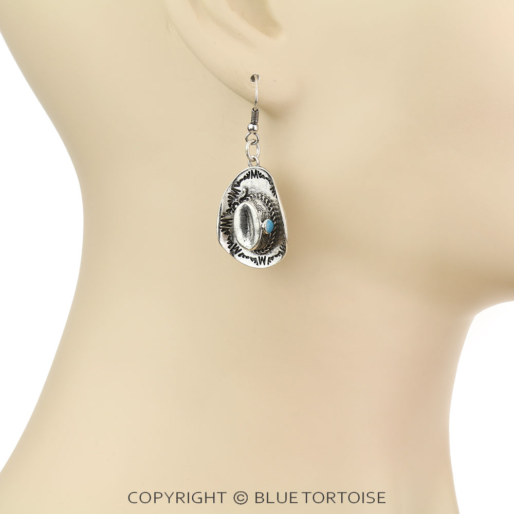 Western Cowboy Hat Dangle Earrings - Image 2