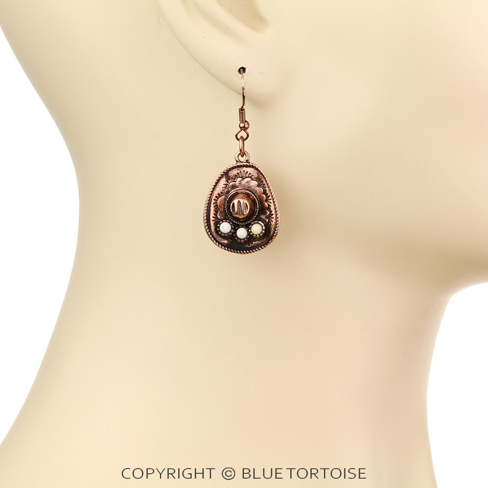 Western Cowboy Hat Dangle Earrings - Image 2