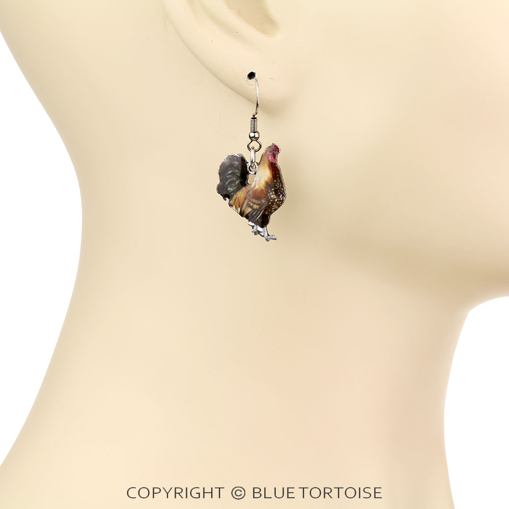 Western Animal Theme Rooster Dangle Earrings - Image 2