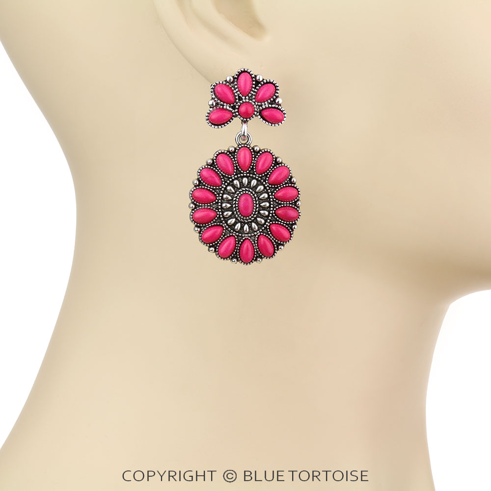 Western Design Stone Stud Earrings - Image 2