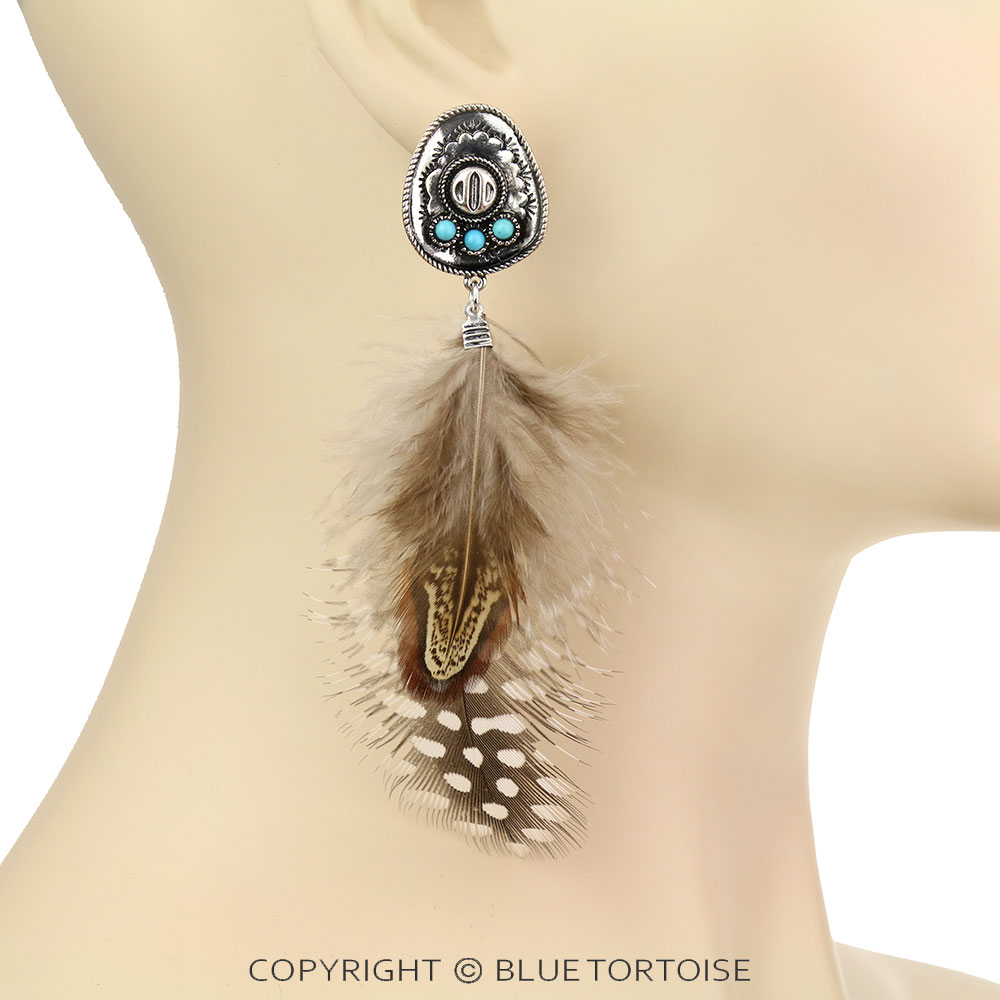 Western Cowboy Hat with Feather Stud Earrings - Image 2