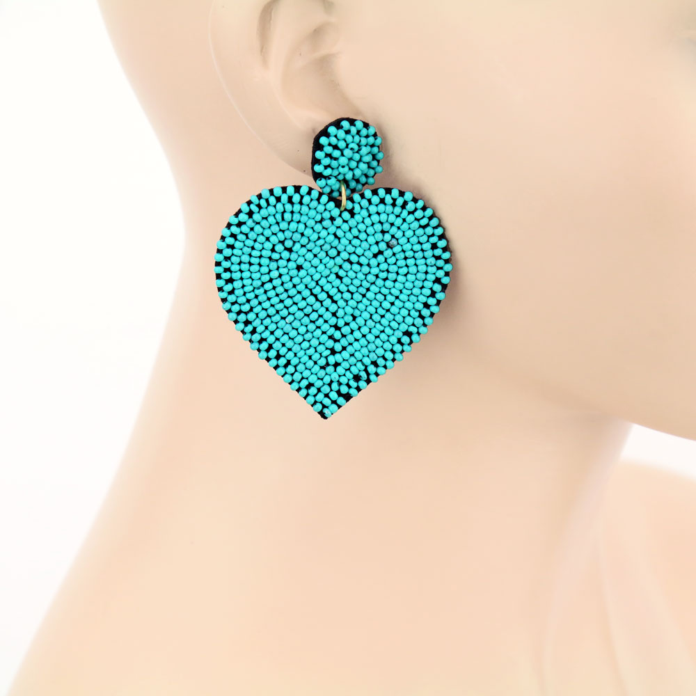 Beaded Heart Stud Earrings - Image 2