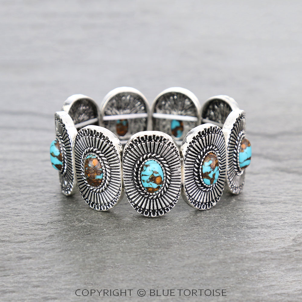 Western Concho Stone Stretch Bracelet