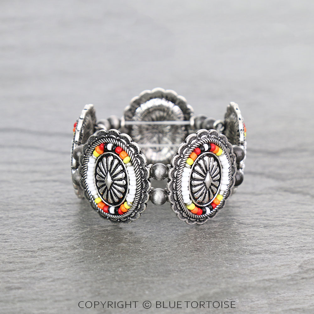 Western Concho Seed Bead Stretch Bracelet - Image 2