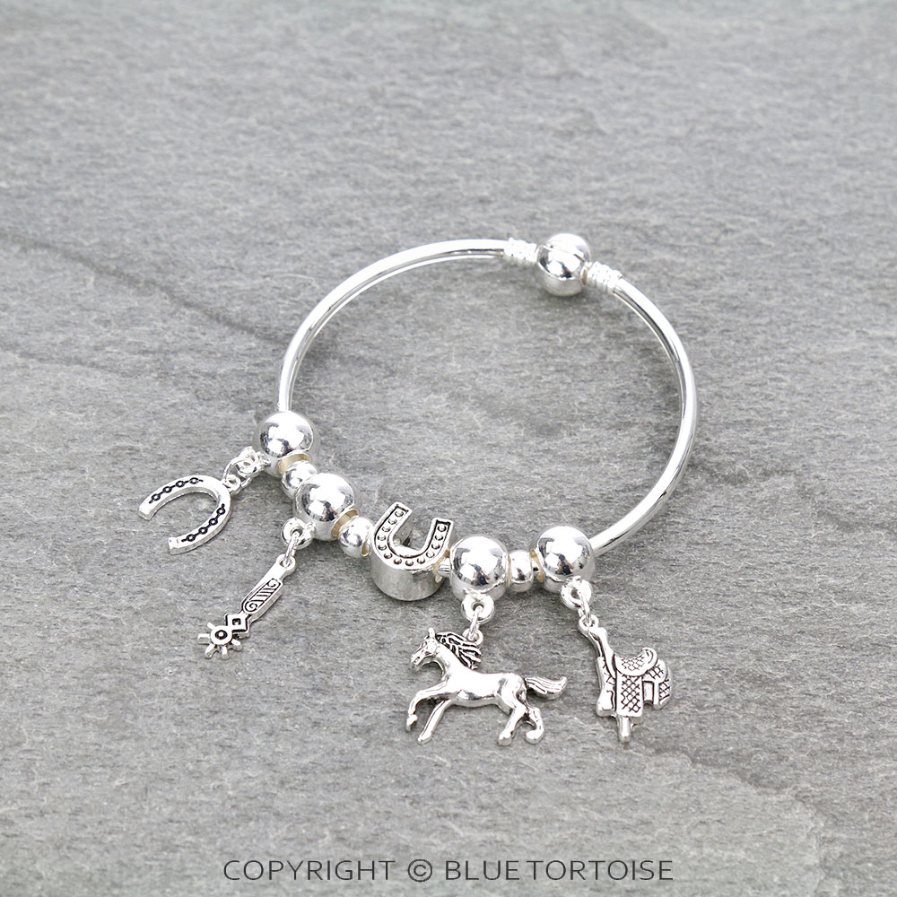 Western Theme Charm Bangle with Ball Closure
