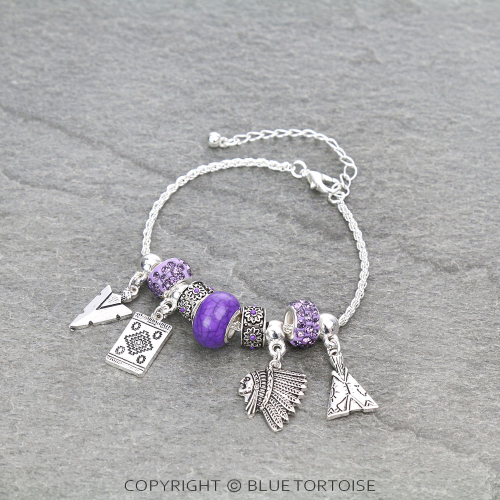 Western Theme Multi Charm Link Bracelet