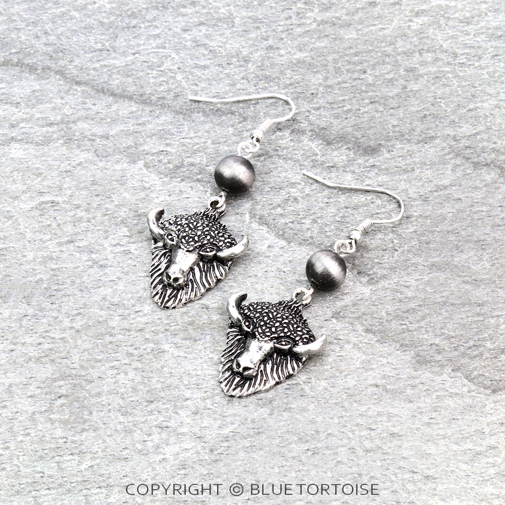 Western Theme Buffalo Dangle Earrings