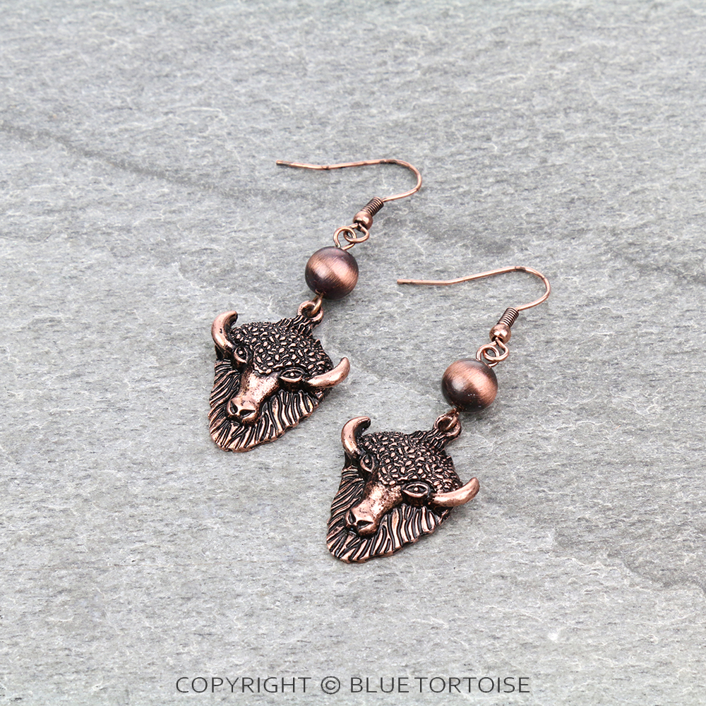 Western Theme Buffalo Dangle Earrings