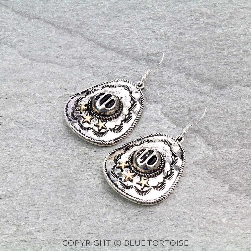 Western Cowboy Hat Dangle Earrings