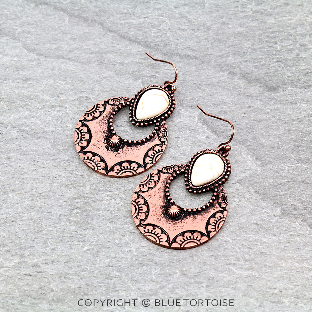 Western Texture Fan Shape Dangle Earrings