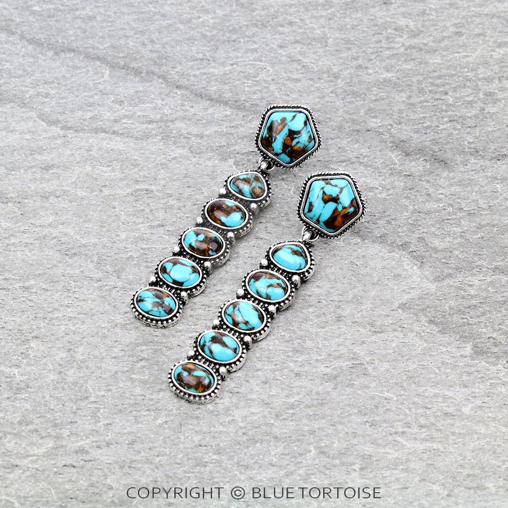 Western Handmade Stone Drop Stud Earrings