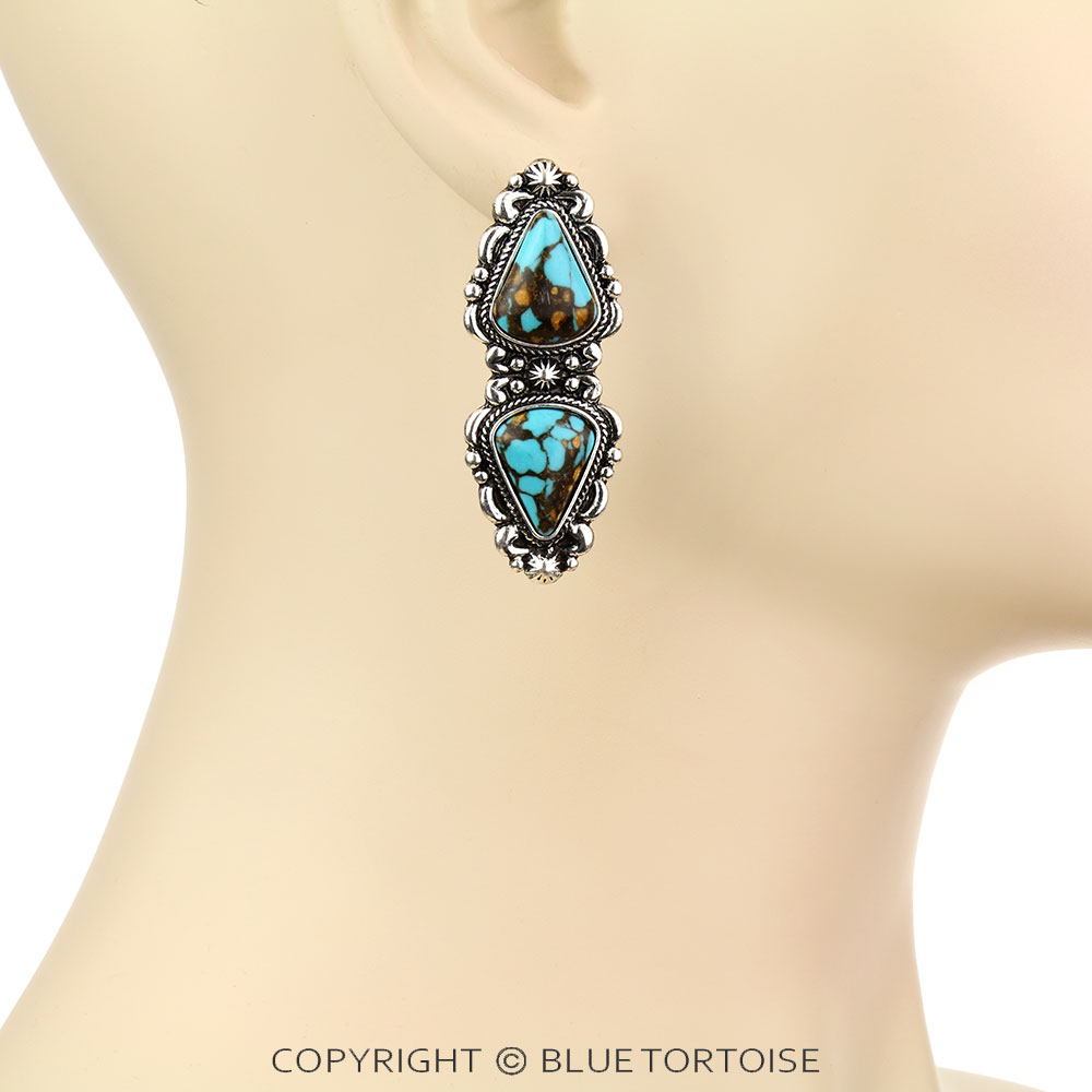 Western Handmade Stone Stud Earrings - Image 2
