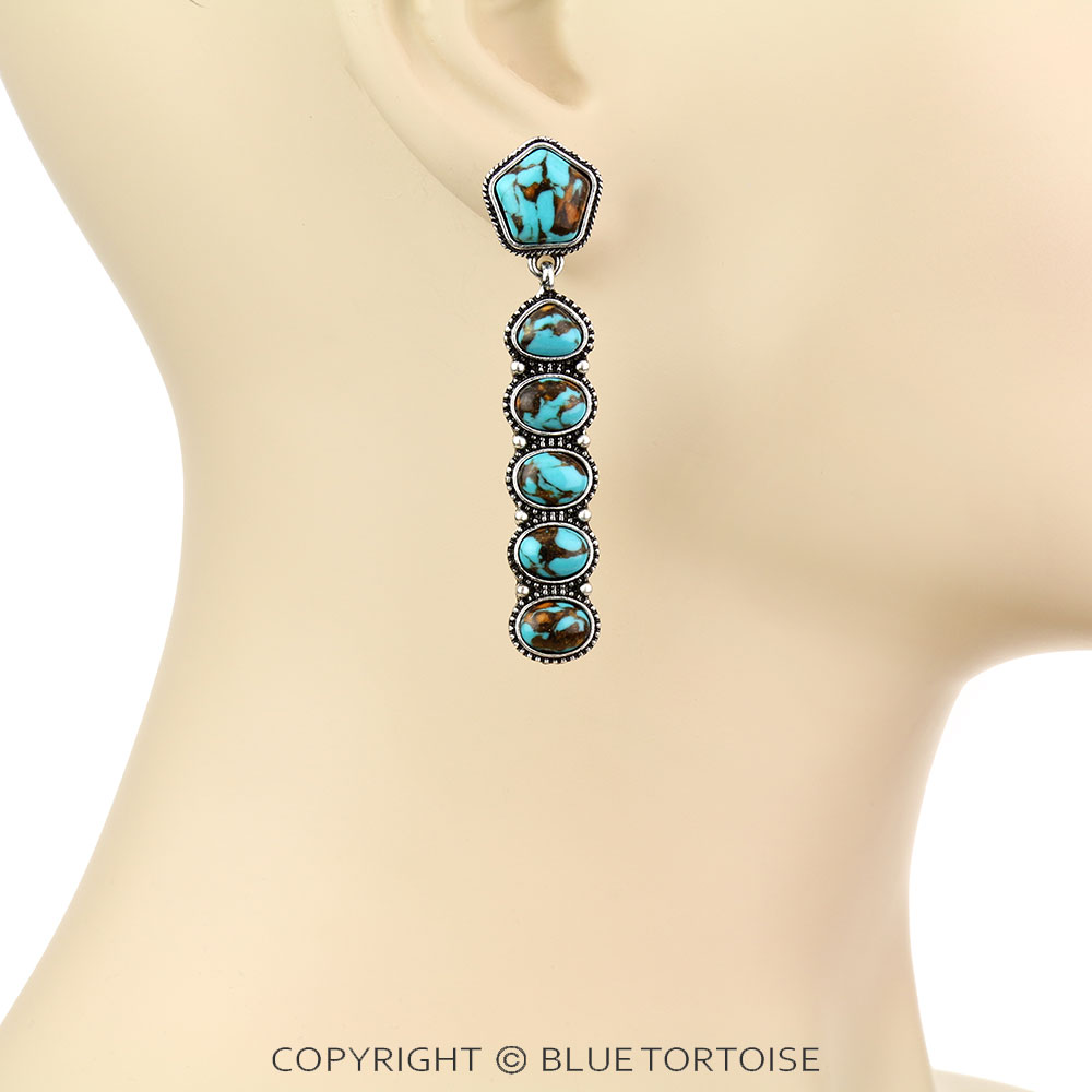 Western Handmade Stone Drop Stud Earrings - Image 2