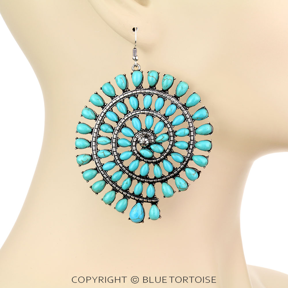 Large Western Spiral Dangle Earrings - Image 2