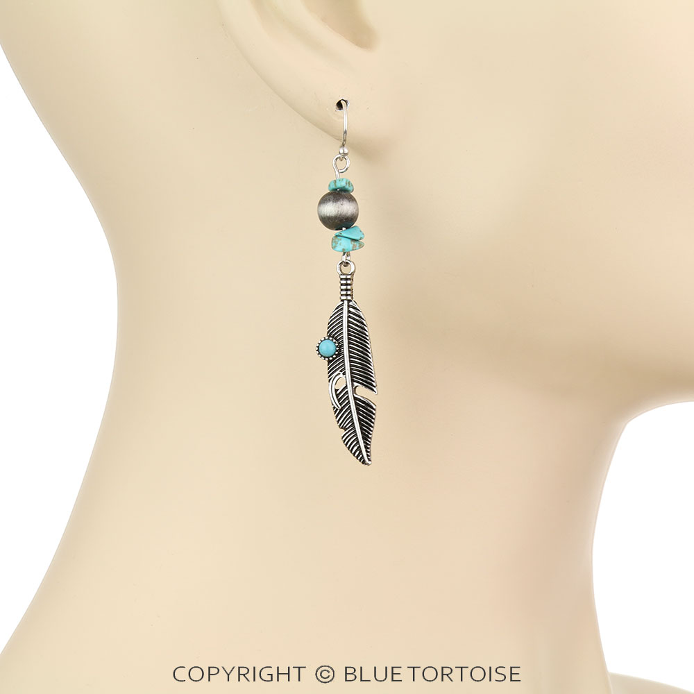 Western Theme Leaf Dangle Earrings - Image 2