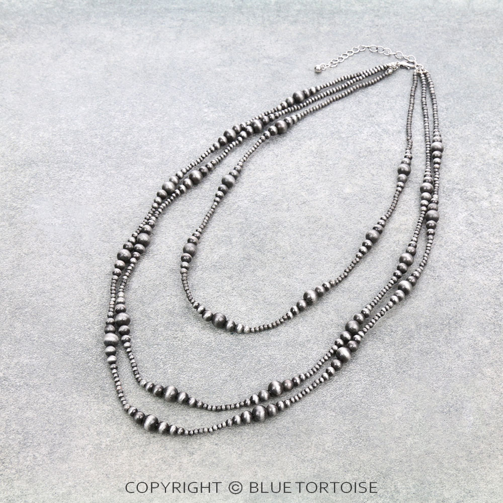 3 Layered Navajo Style Pearl Necklace