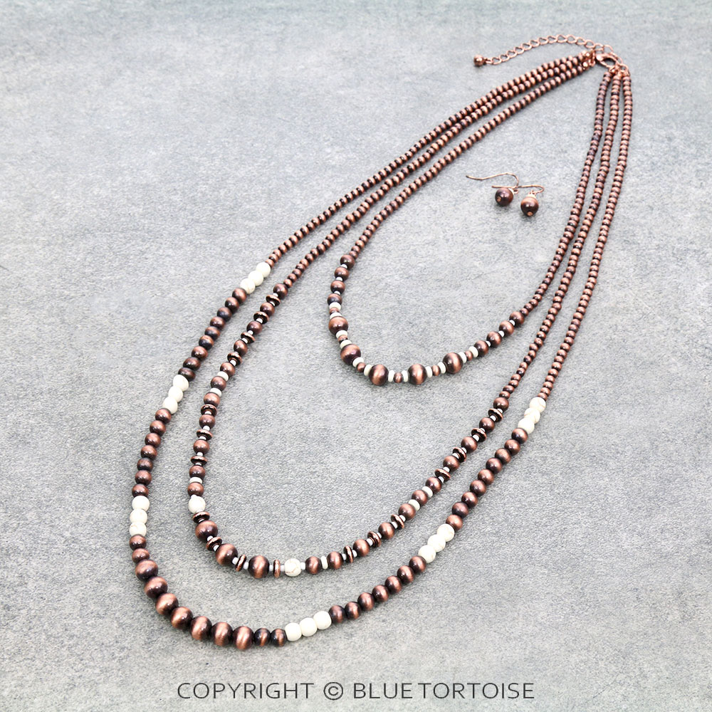 Multi Layered Navajo Style Pearl Necklace Set