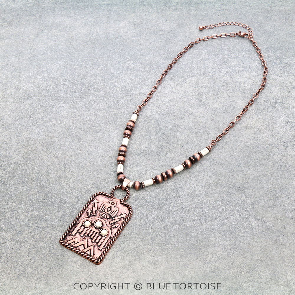 Western Aztec Plate Pendant Necklace