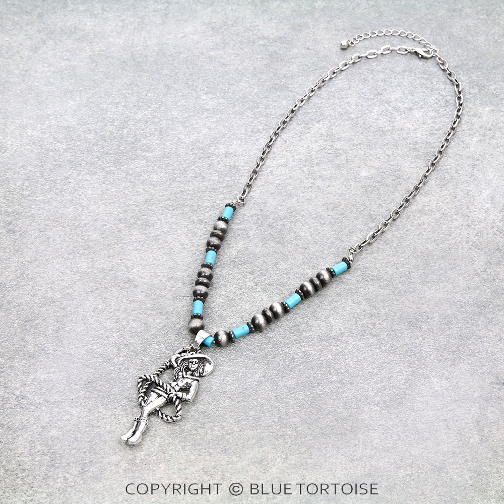 Western Cowgirl Pendant Necklace