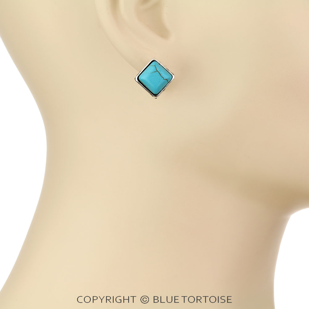 Western Design Stone Stud Earrings - Image 2