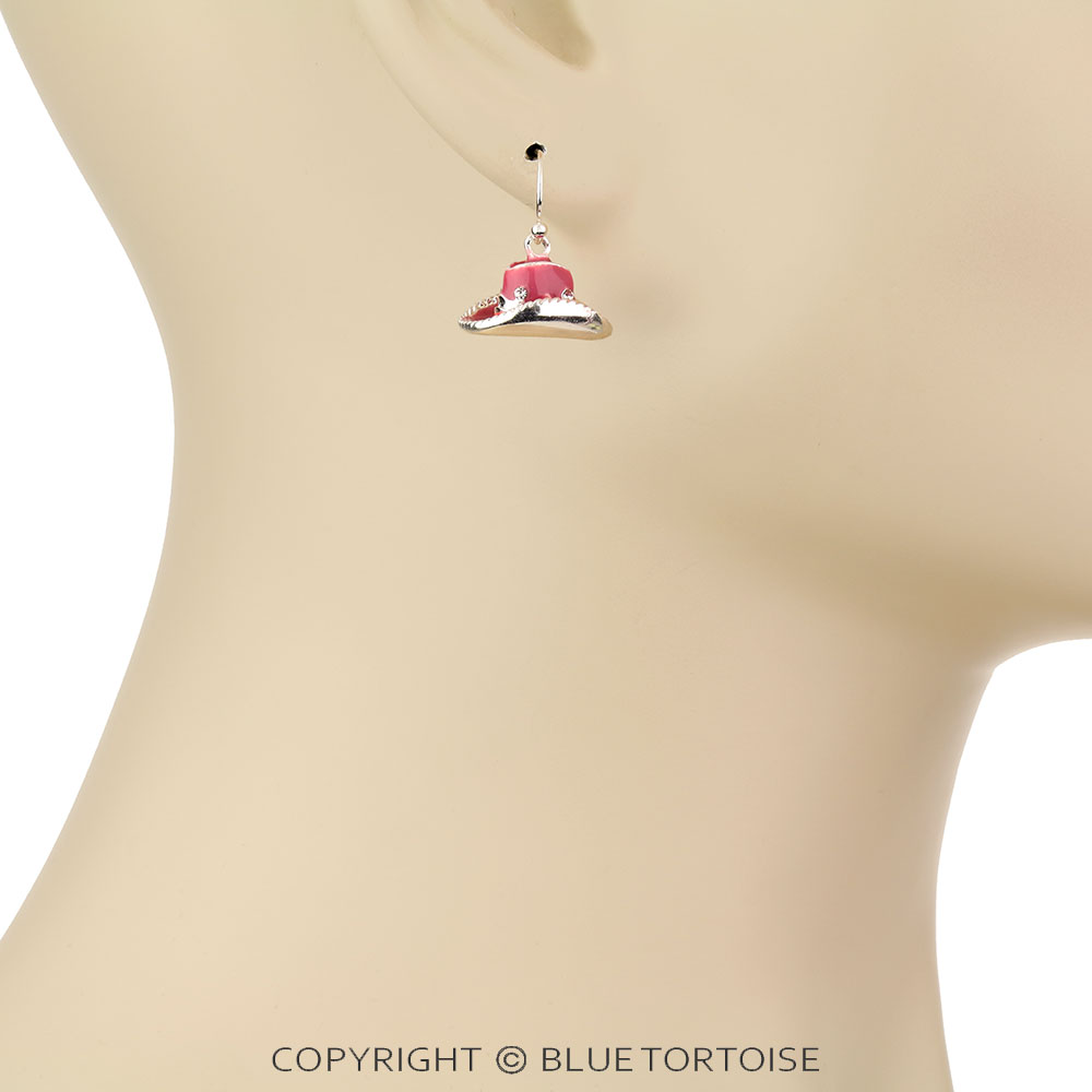 3D Cowboy Hat Dangle Earrings - Image 2