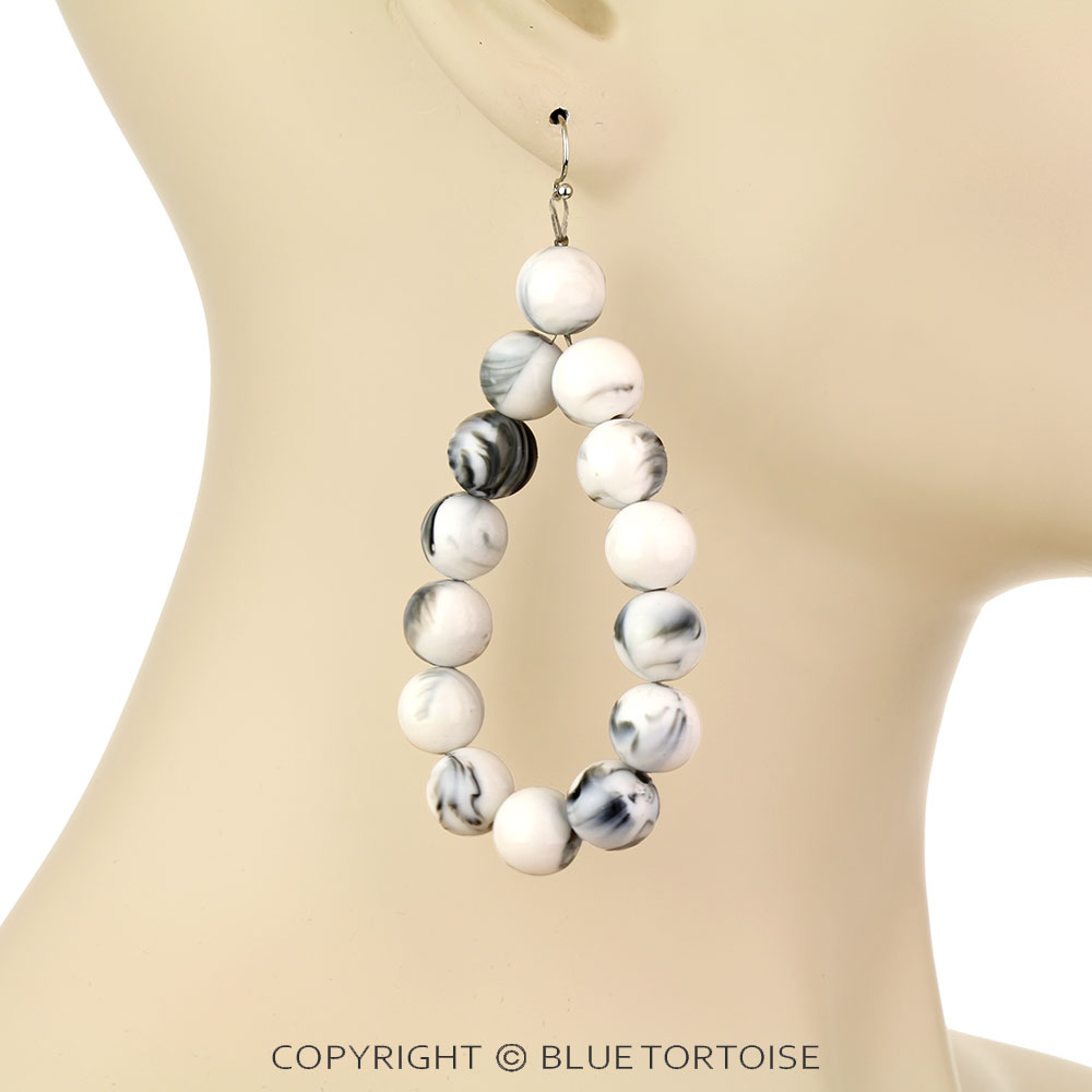 3" Long, 10mm Bead Dangle Earrings - Image 2