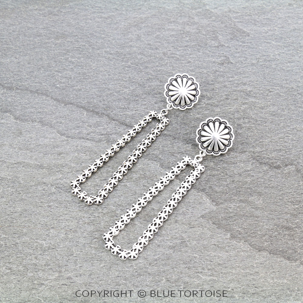 3.7" Long, Boho Brass Post Earrings