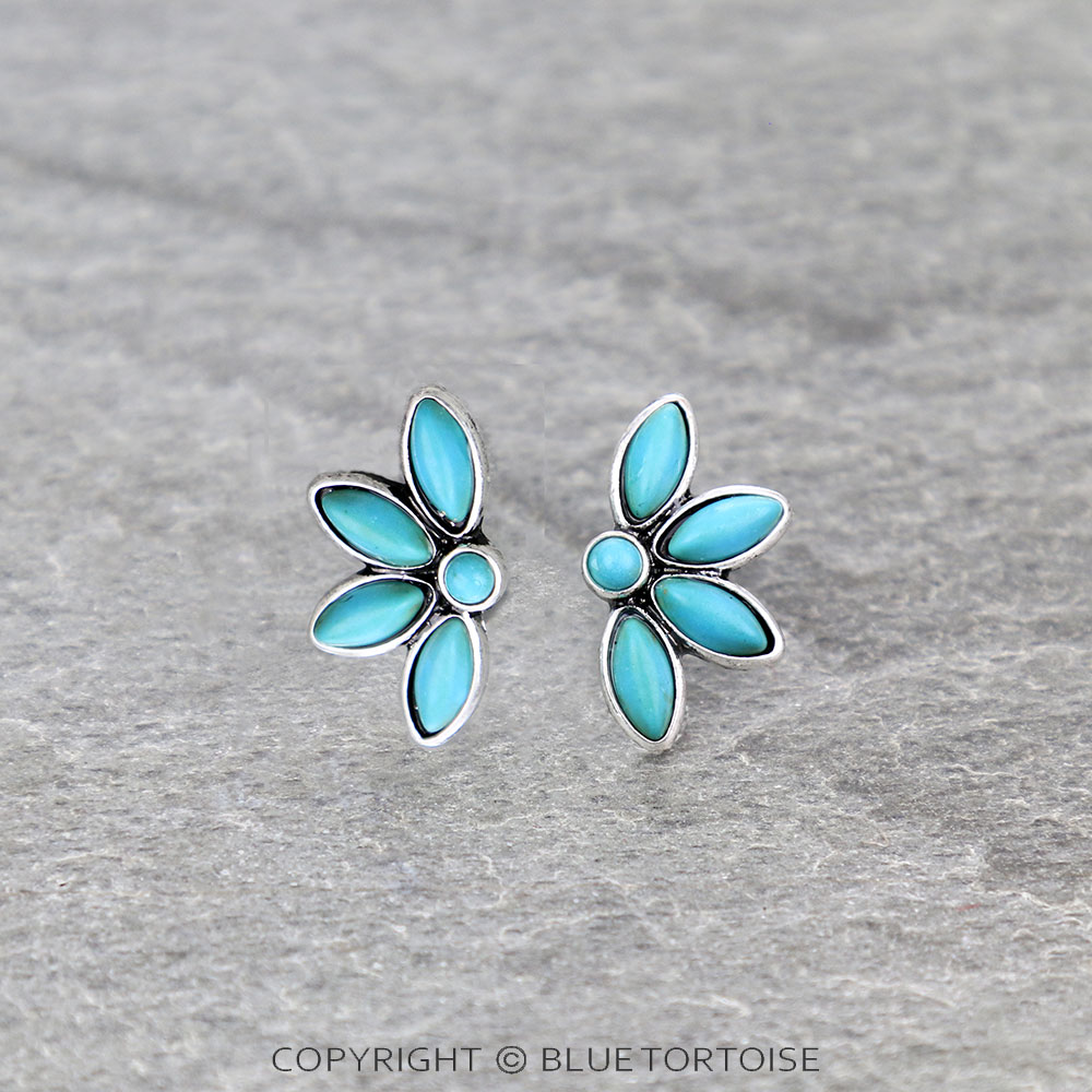 Western Flower Stone Stud Earrings