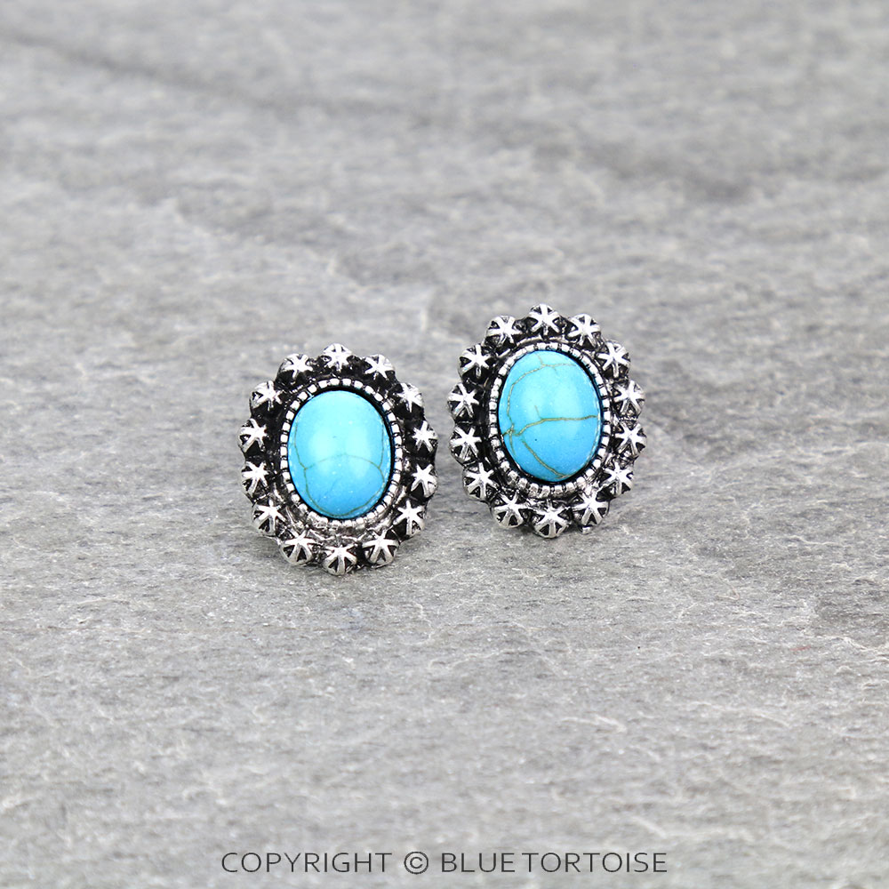 Western Design Stone Stud Earrings