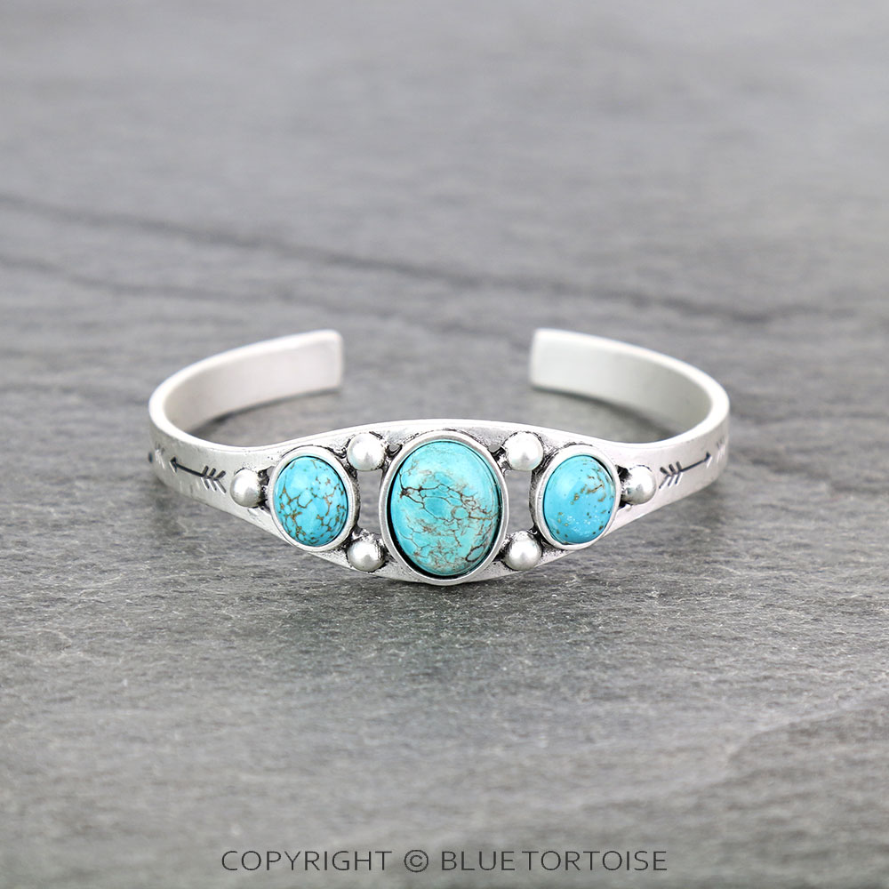 Natural Stone "C" Cuff Bracelet
