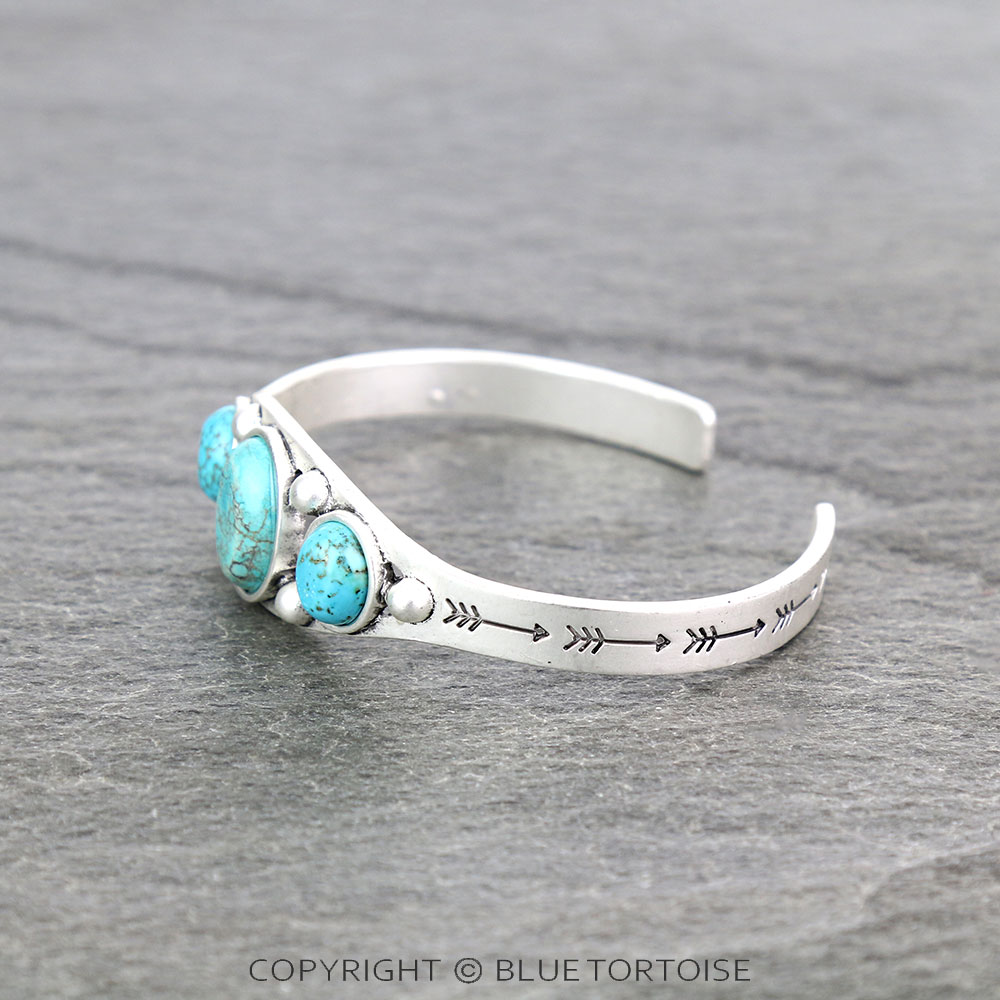 Natural Stone "C" Cuff Bracelet - Image 2