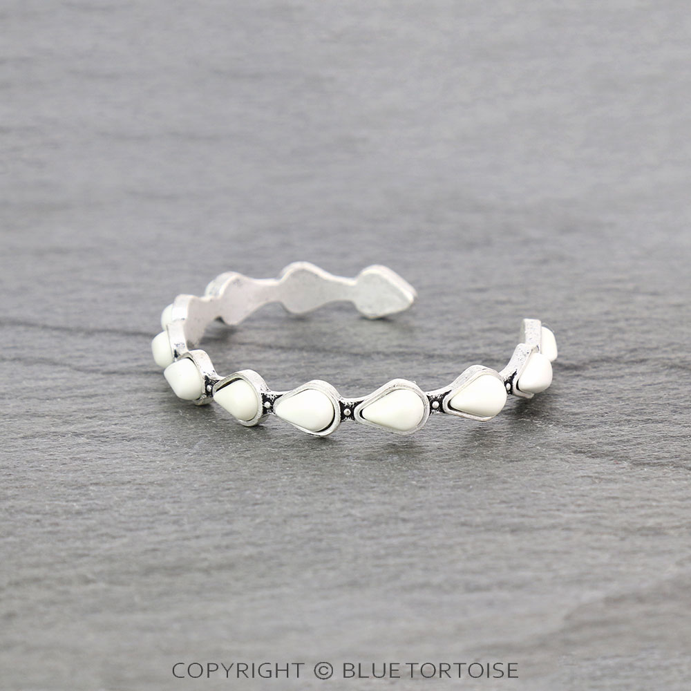 Natural White Stone "C" Cuff Bracelet - Image 2