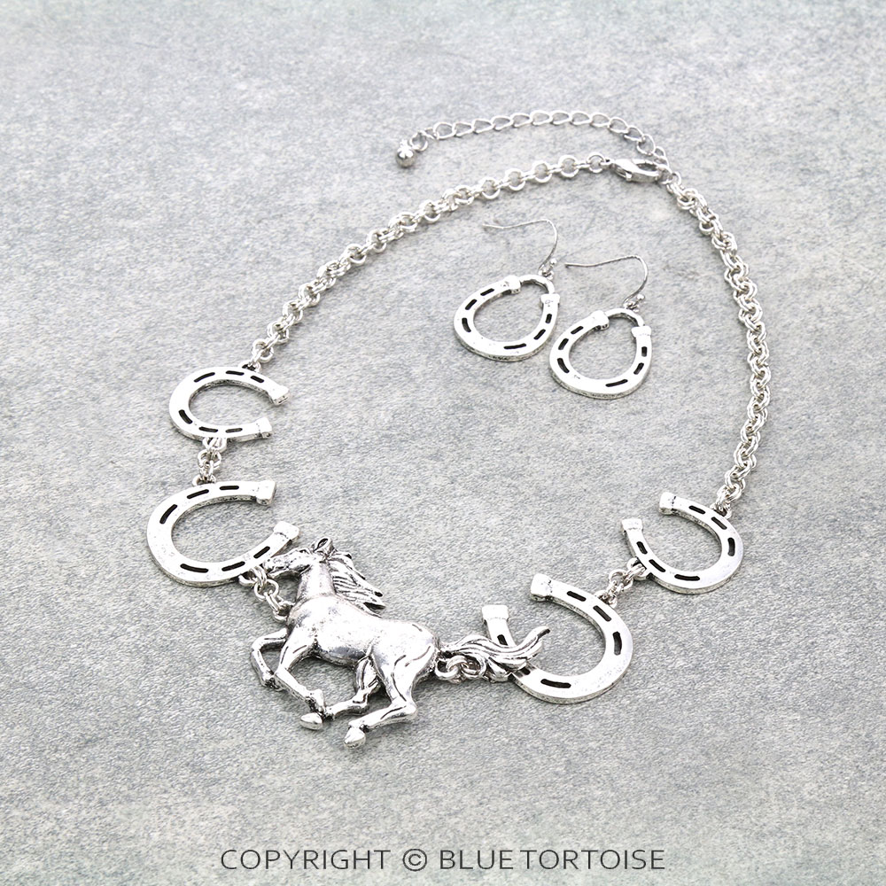 Western Horse Chain Necklace Set