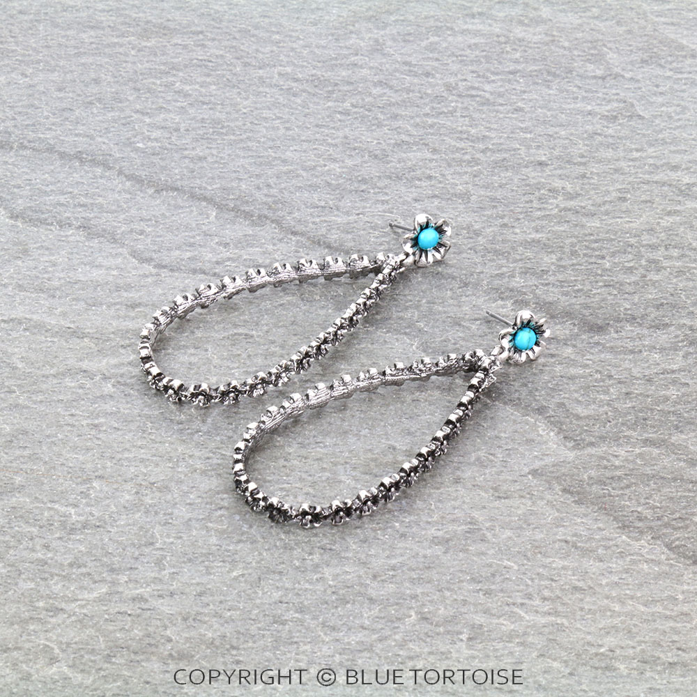 Western Flower Teardrop Stud Earrings