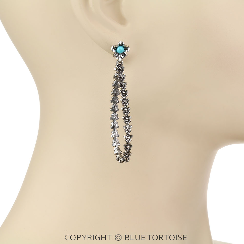 Western Flower Teardrop Stud Earrings - Image 2