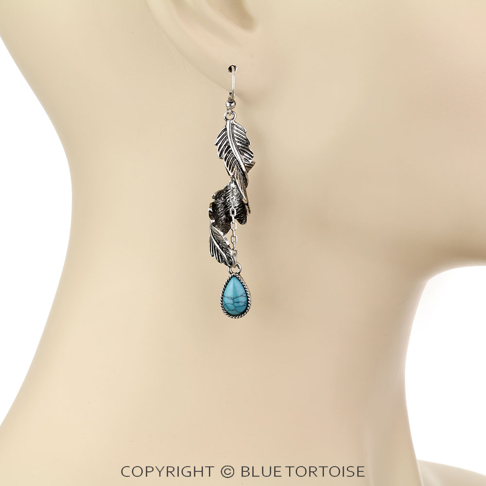 Western Feather Spiral Dangle Earrings - Image 2