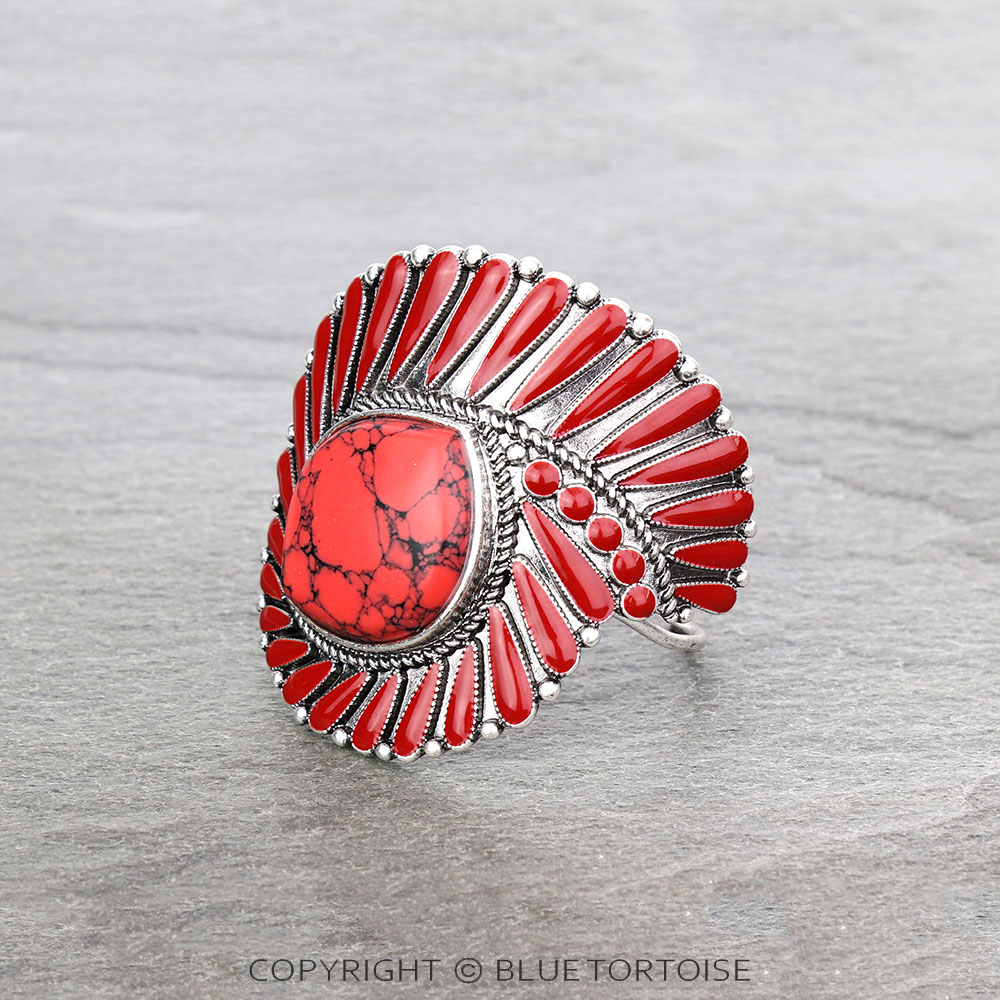 Western Swirl Concho Stone Cuff Bracelet - Image 2