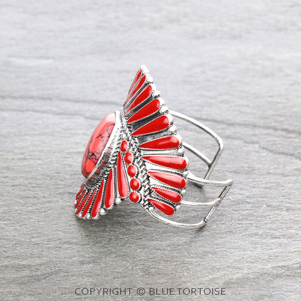 Western Swirl Concho Stone Cuff Bracelet - Image 3