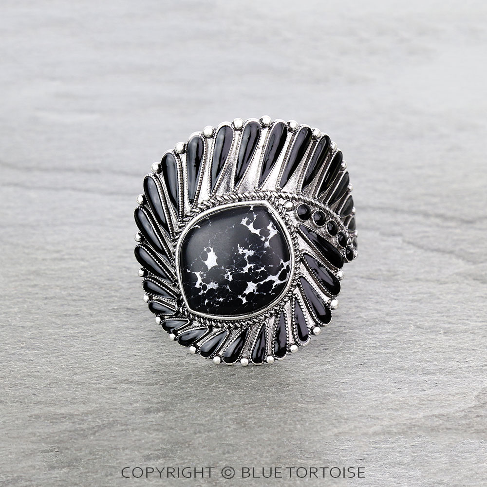 Western Swirl Concho Stone Cuff Bracelet